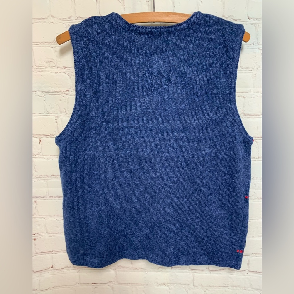 Marisa Christina Blue Festive Annual Holidays Embroidered Vest Size M - Picture 6 of 6